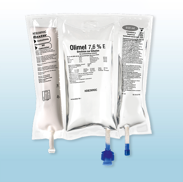 OLIMEL 7,6% E + Cernevit + ADDEL TRACE Set 650 ml (10er VE)